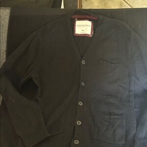 Aeropostale Men's Black Cardigan Sweater